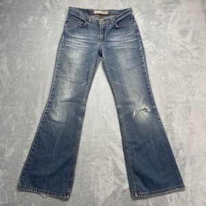 Express Jeans Womens 5/6R (28x30) Blue Denim Precision Fit Hipster Flare Leg Y2k